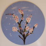 "Marillenblüte",  Ø 70cm, Merinowolle mit Elementen aus Seide